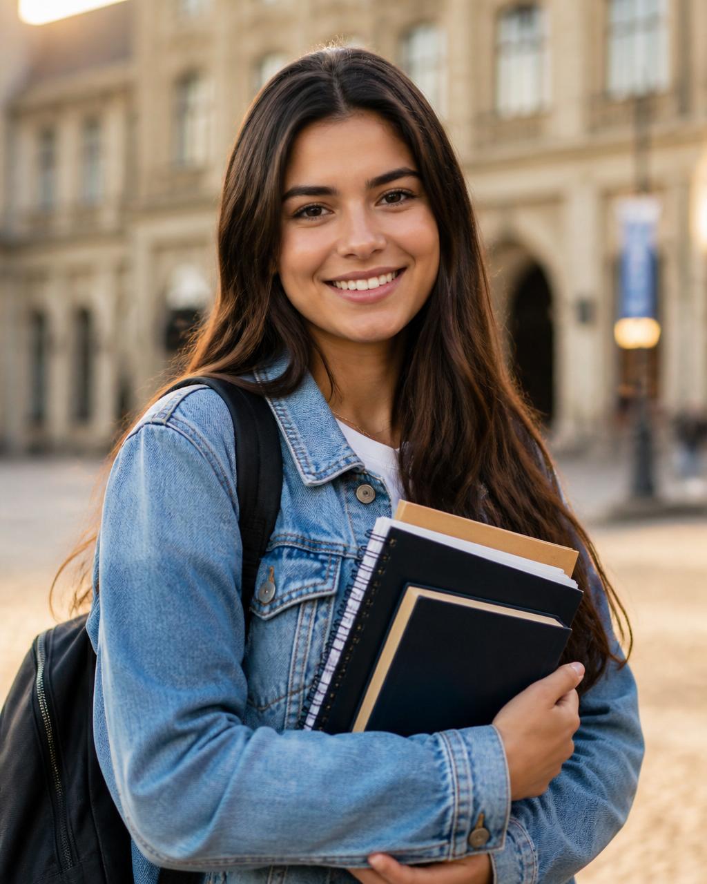 Estudante BOX Cursos com material de estudos